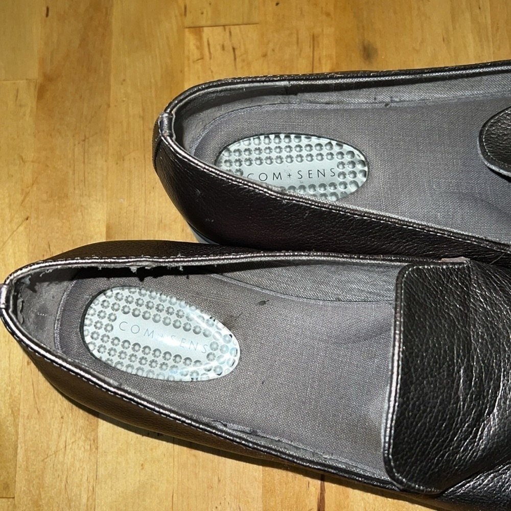 Com + Sens Metallic Loafers Womens Slip On Comfort Flats Silver Pewter - Picture 3 of 7